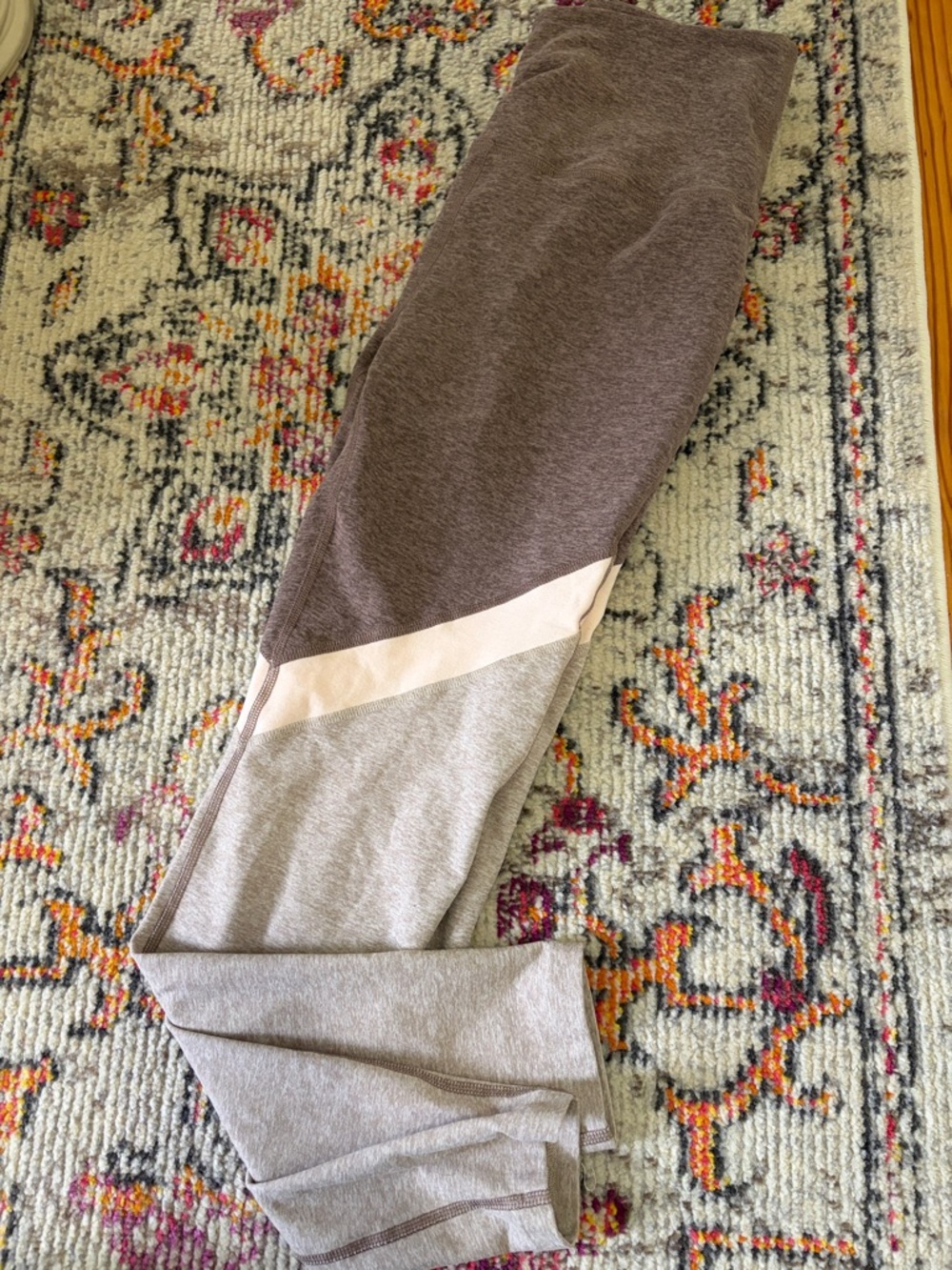 Beyond Yoga Colorblock High-Waist Leggings in Taupe, Light Gray & Cream